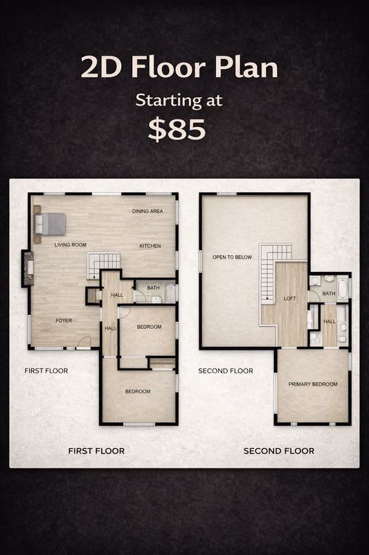 2D Schematic Floor Plan with Measurments